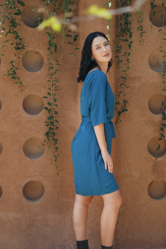 Twiggy Dress - Teal Twill