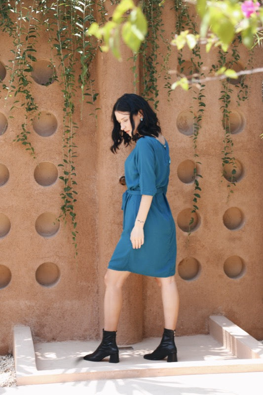 Twiggy Dress - Teal Twill