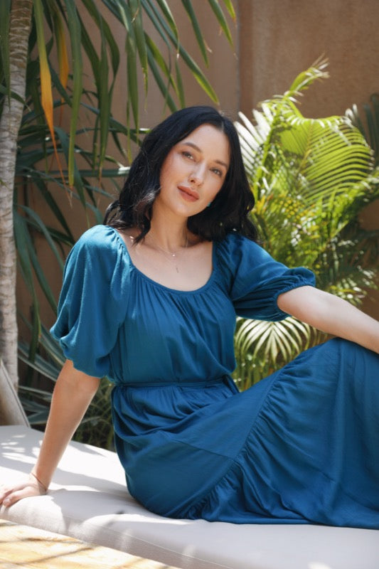 Elise Dress - Teal Twill