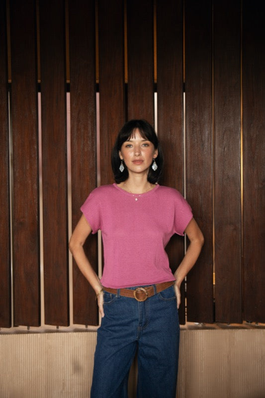 Ellie Knit Tee - French Rose