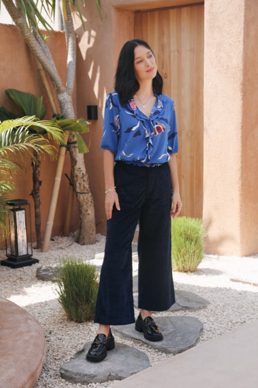 Louise Pants Culottes (7/8) - Navy Corduroy
