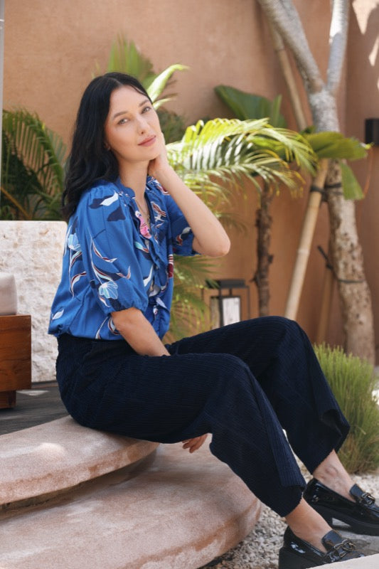 Louise Pants Culottes (7/8) - Navy Corduroy
