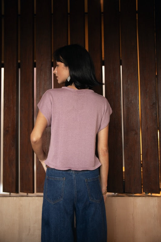 Ellie Knit Tee - Velvet Rose