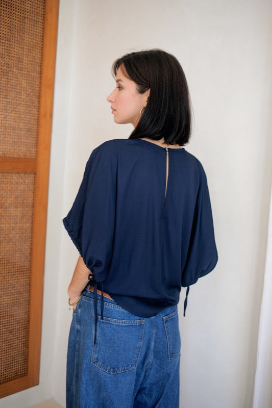 Plath Blouse - Navy Bamboo