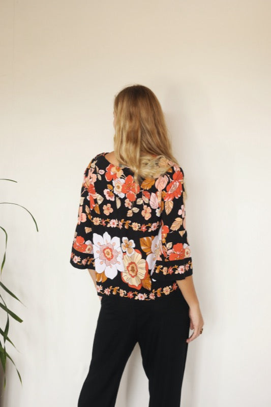 Total Eclipse Top - Bordered Floral
