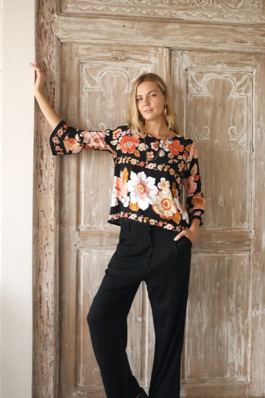 Total Eclipse Top - Bordered Floral