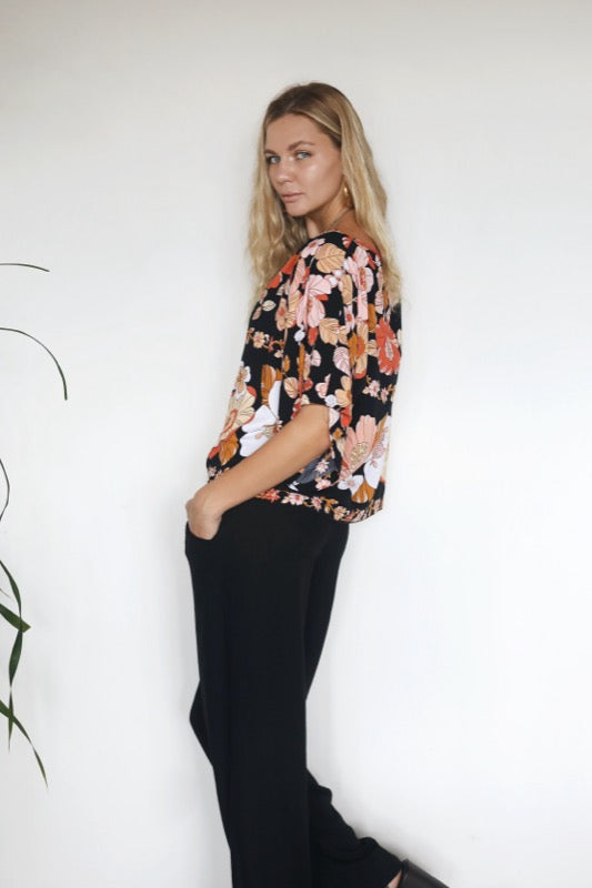 Lily Top - Bordered Floral