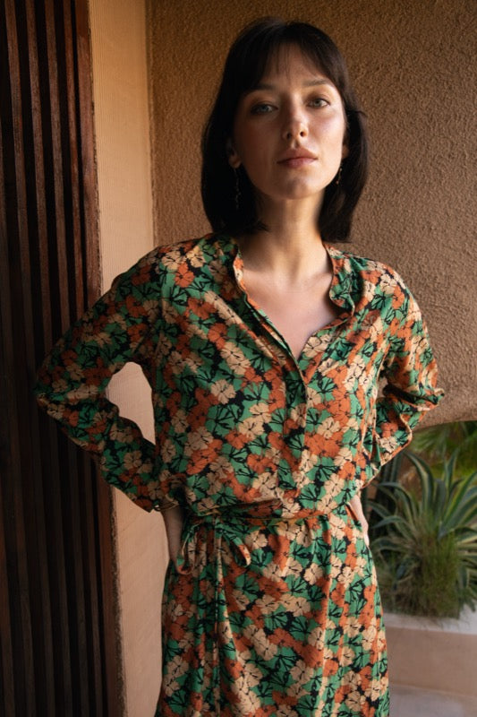 Sandra Long Sleeve Dress - Autumn Leaves