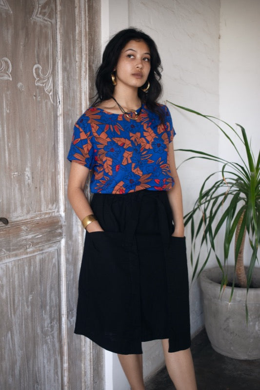 Melody Skirt - Black Linen
