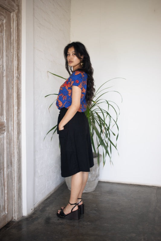 Melody Skirt - Black Linen