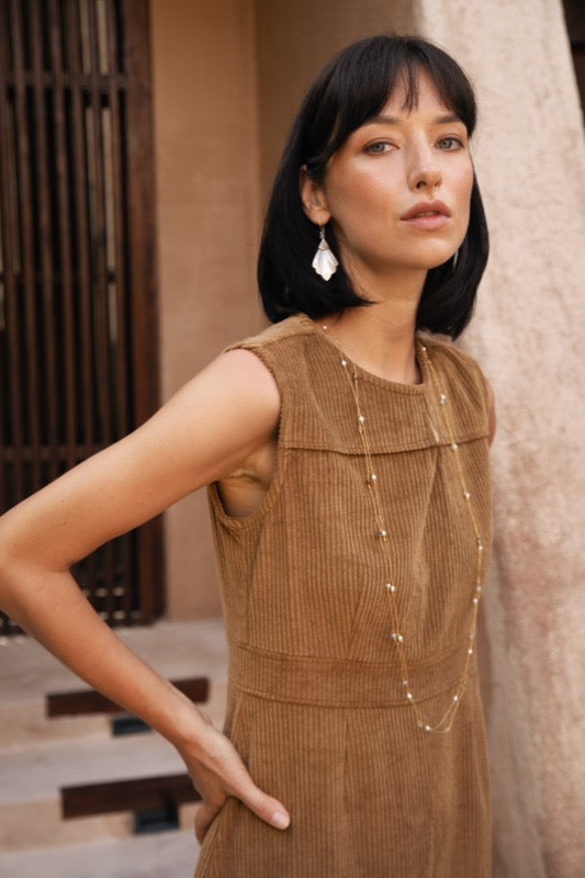 On My Way Corduroy Dress - Tan