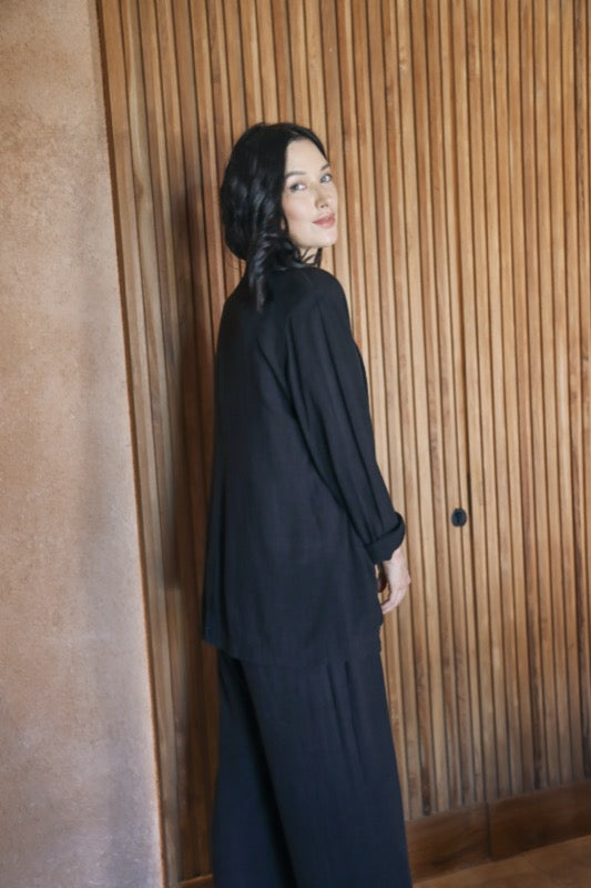 Joelle Blazer - Black Linen