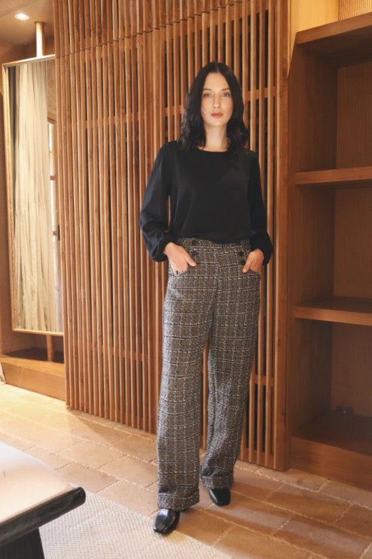 Donovan Pants - Tweed Grey, Black & White
