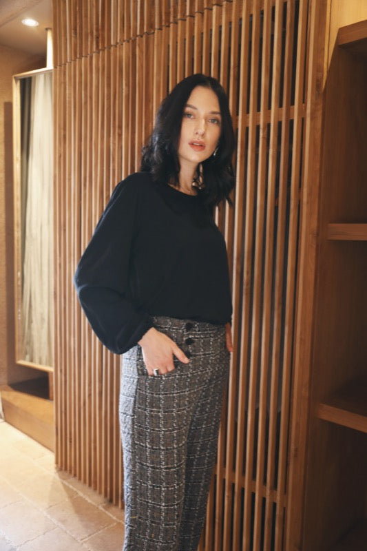 Donovan Pants - Tweed Grey, Black & White