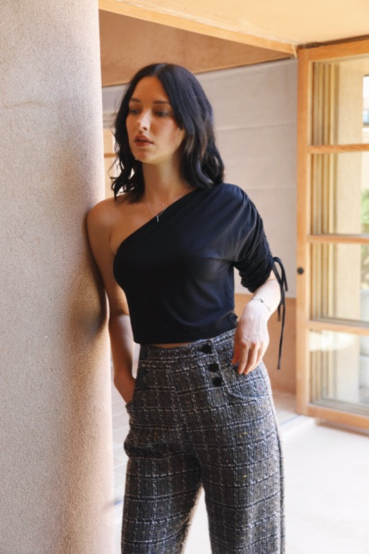 Donovan Pants - Tweed Grey, Black & White