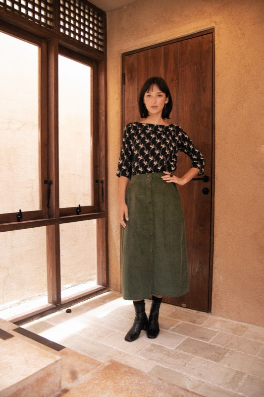 Celeste Corduroy Skirt - Olive