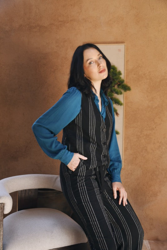 Darlene Pants - Pinstripe Linen