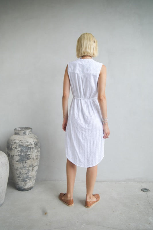 Sandra Dress - White Embroidered Cotton