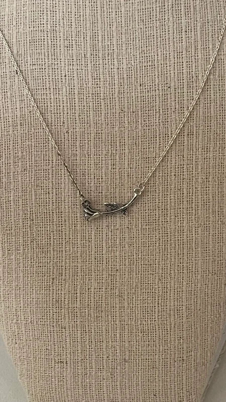 Rose Stem Pendant - Blackened Silver