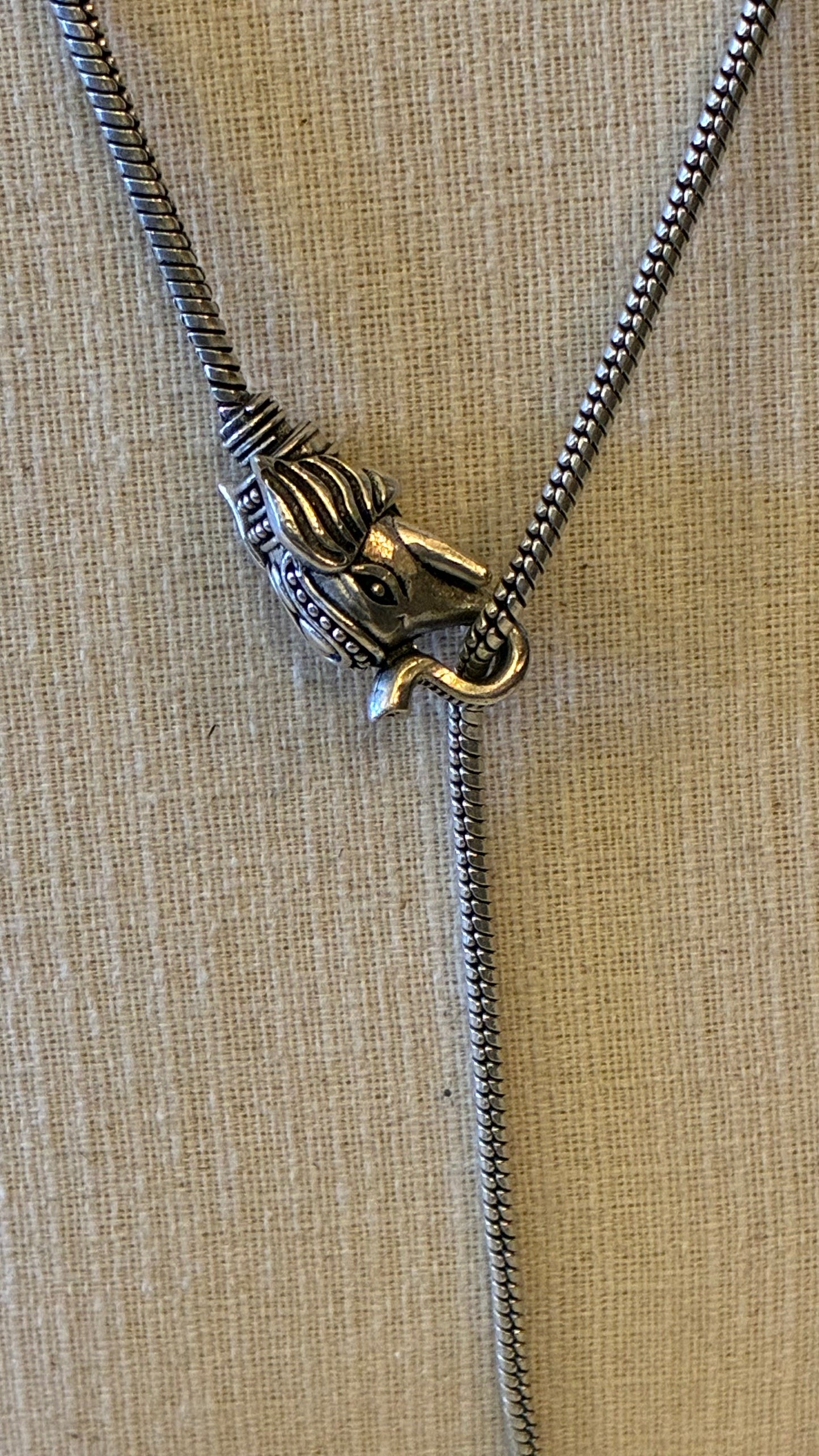 Elephant Lariat Necklace - Silver