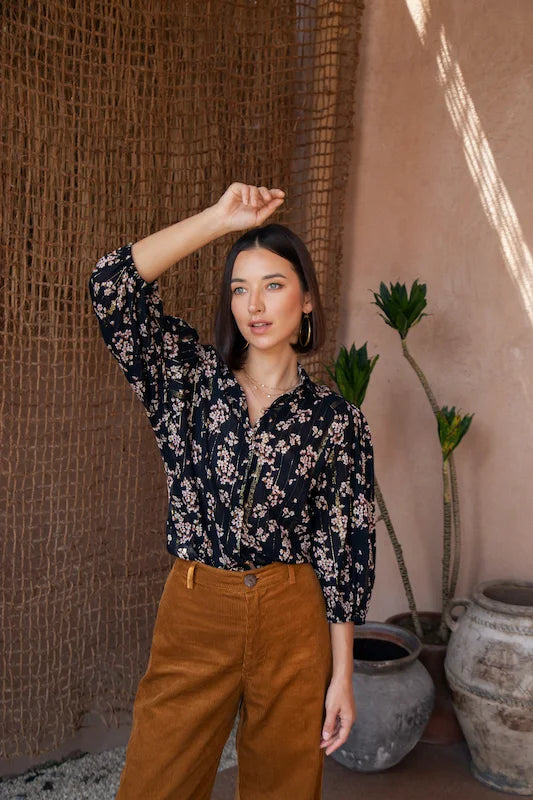 Alba Blouse - Cherry Blossom Lurex