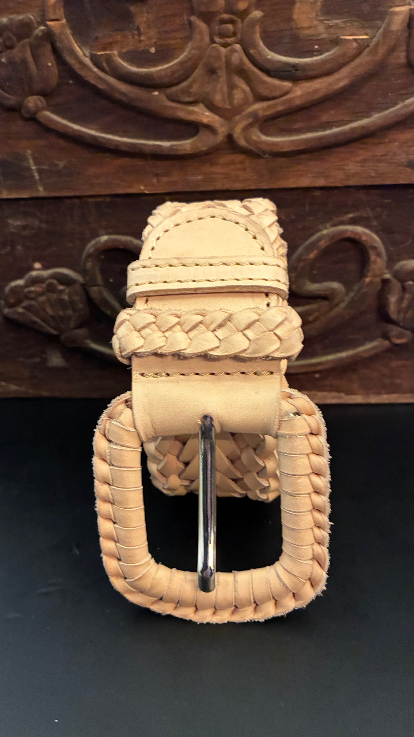 Tasha Leather Weave Belt - DK. Brown / Almond / Tan / Black / Gold / Silver / Wine / Green / Cream / Camel