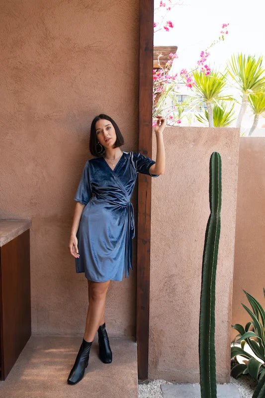 Olive Wrap Dress - NY Blue Velvet