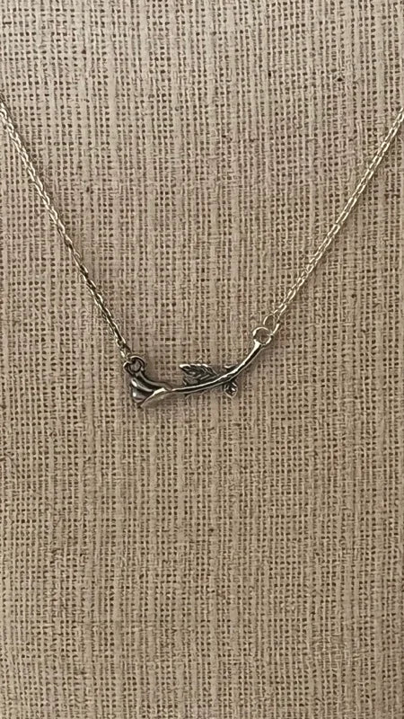 Rose Stem Pendant - Blackened Silver