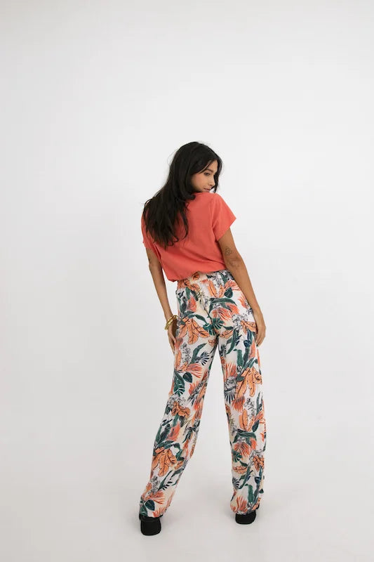 Esme Pant - Hawaii Print - Peach Iced Tea