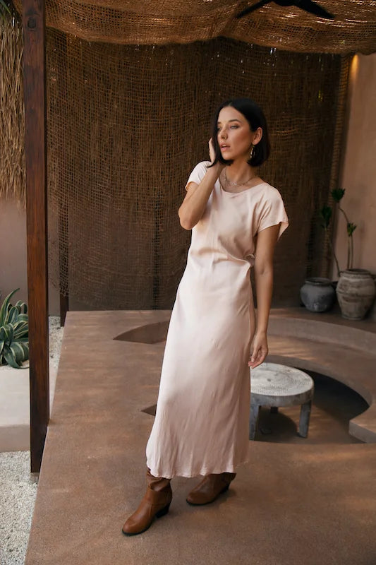 Shona Dress - Champagne Sateen