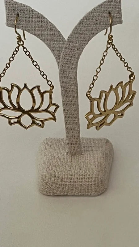 Himalayan Chained Lotus Dangle Earrings
