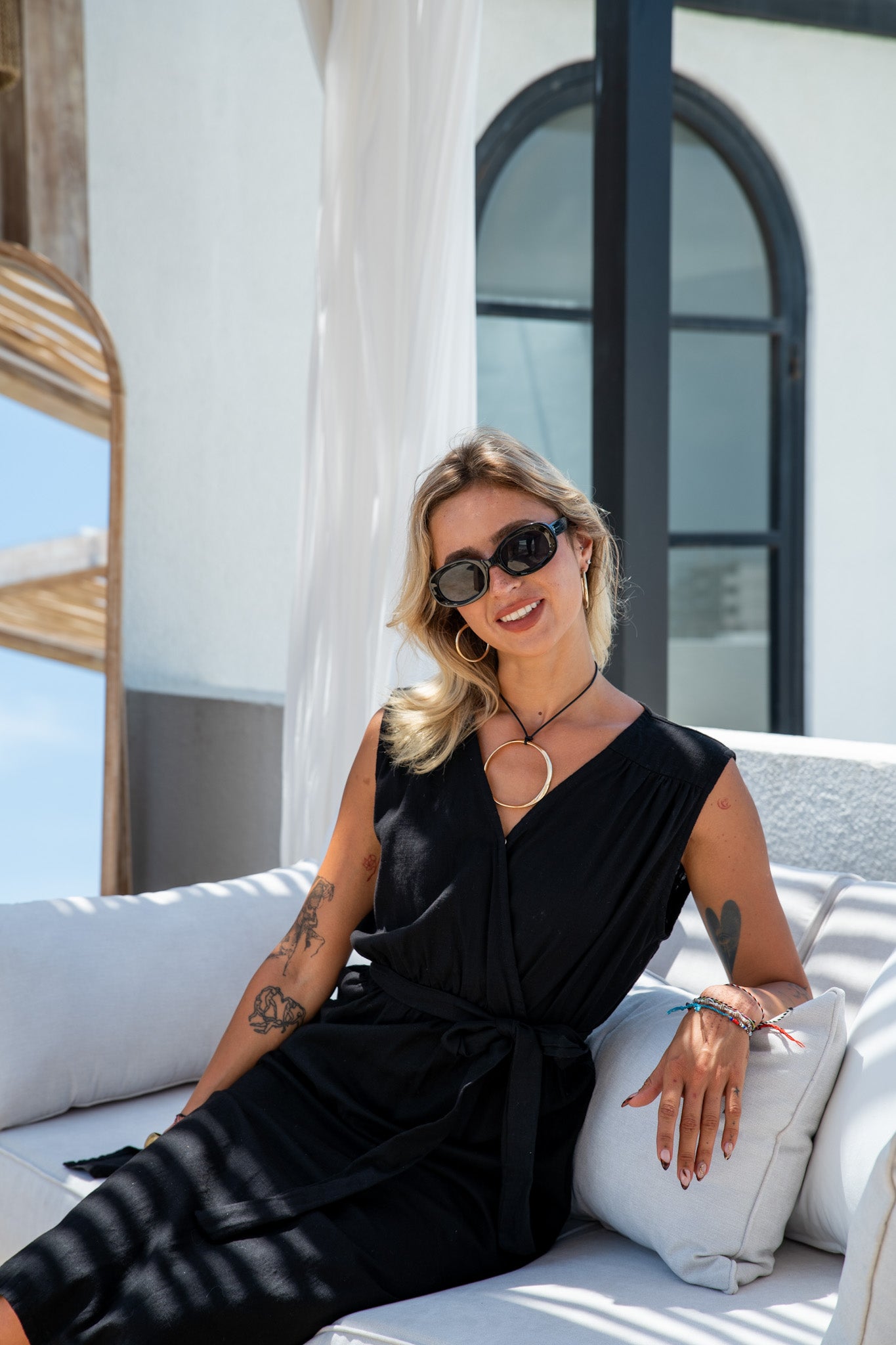 Karrina Dress Sleeveless - Black Linen