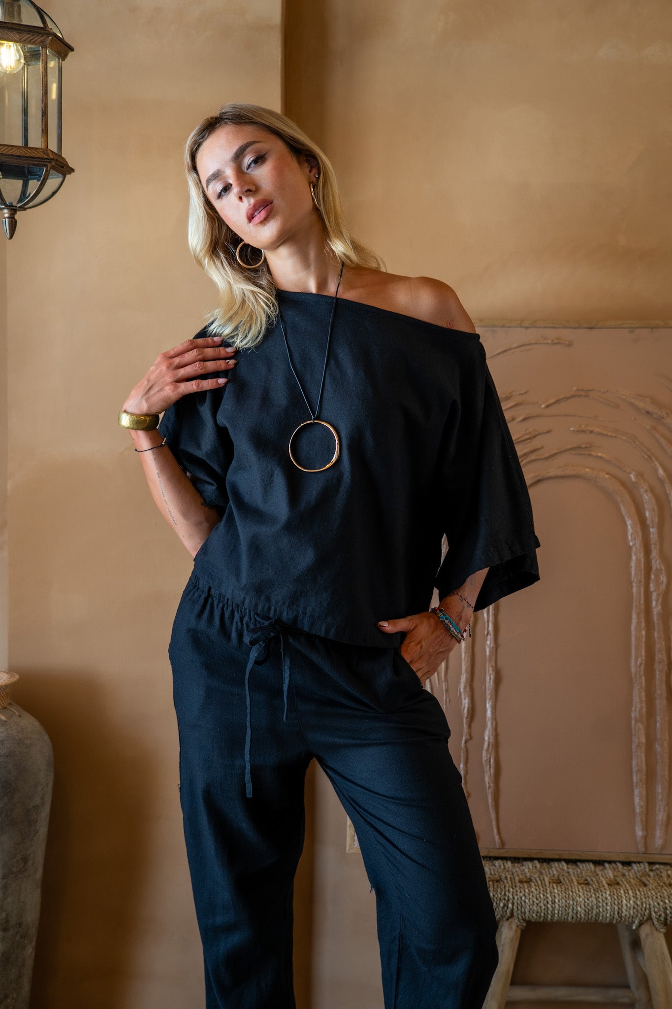 Lily Top - Black Linen