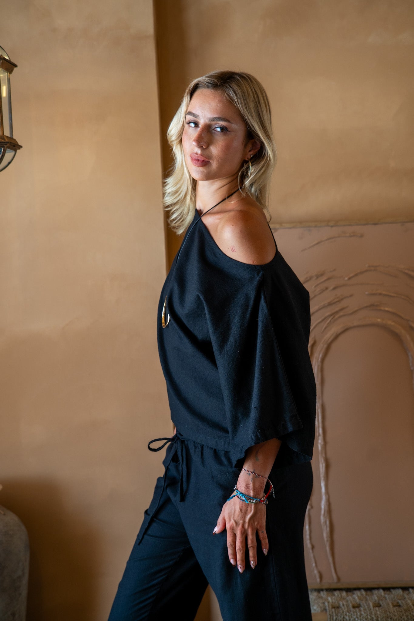 Lily Top - Black Linen