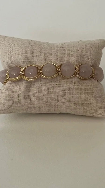 Rose Quartz Gold Thread Bracelet