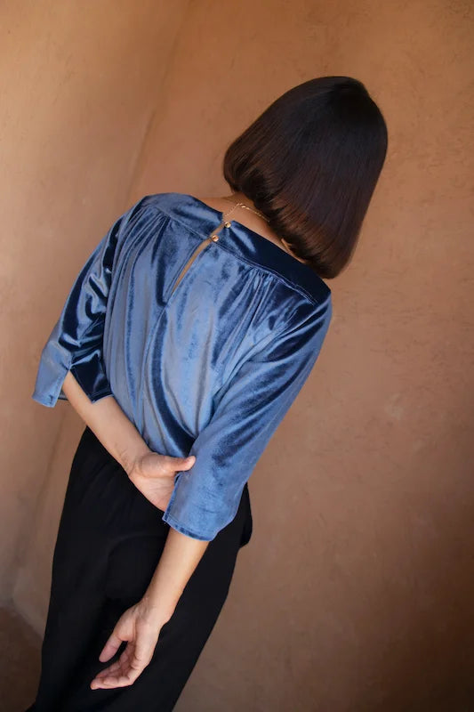 Janice Velvet Top - NY Blue