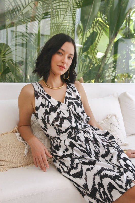 Dot Dress - Black & White Iskat Linen