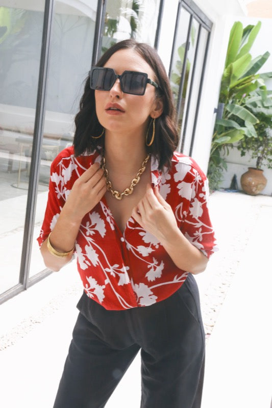 Alina Shirt - Scarlet Floral