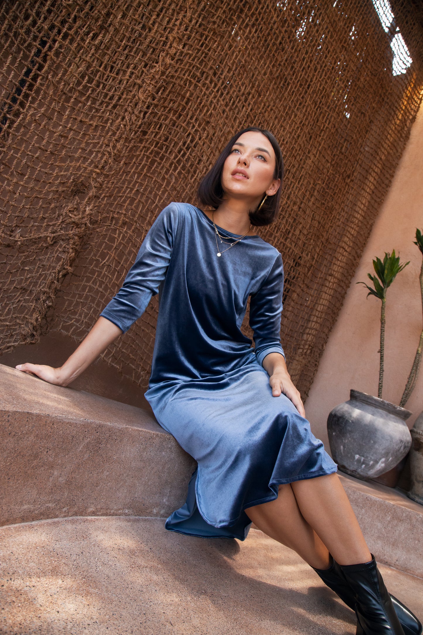 Teddie Velour Dress - NY Blue Velvet