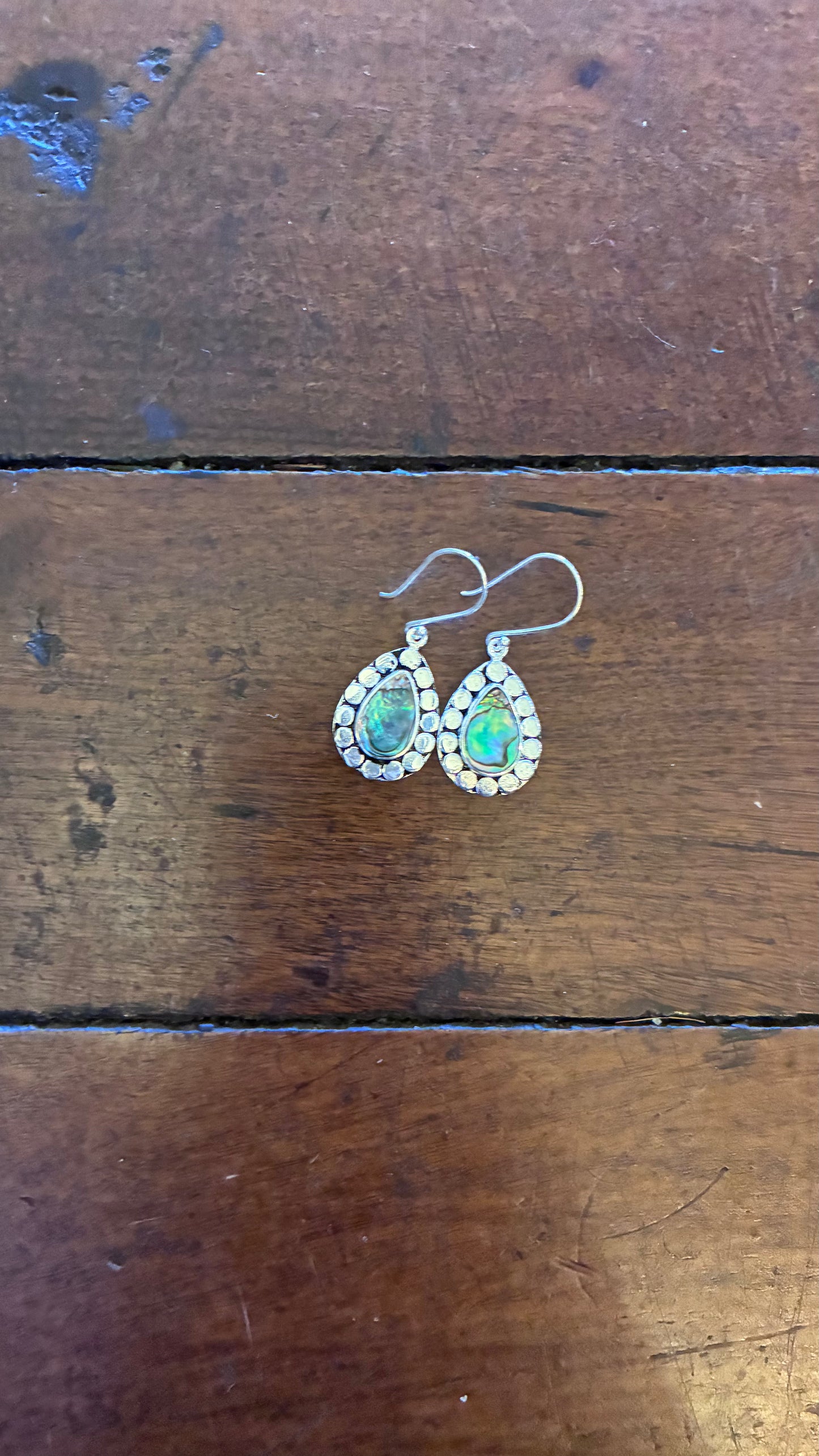 Trim Teardrop Earrings - Opal Shell