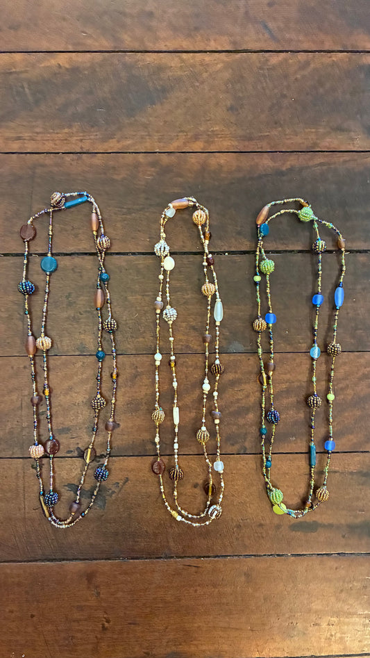 Ceramic Beaded Necklace - Oyster/Lime/Pea