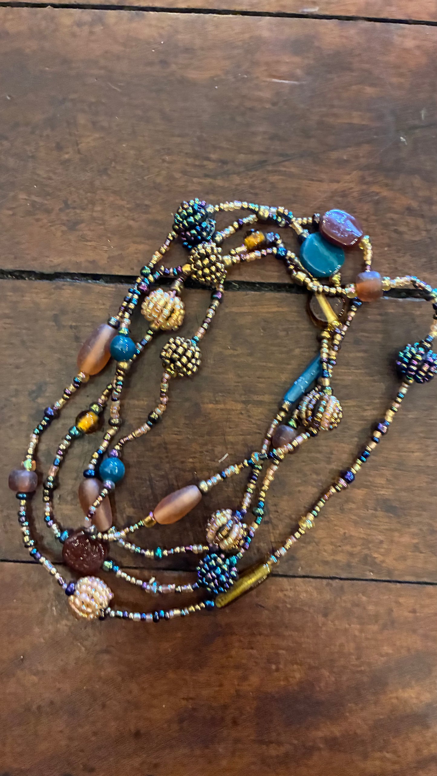 Ceramic Beaded Necklace - Oyster/Lime/Pea