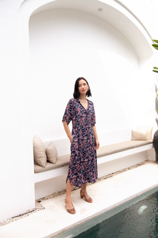 Luka Maxi Dress - Pink Flowers