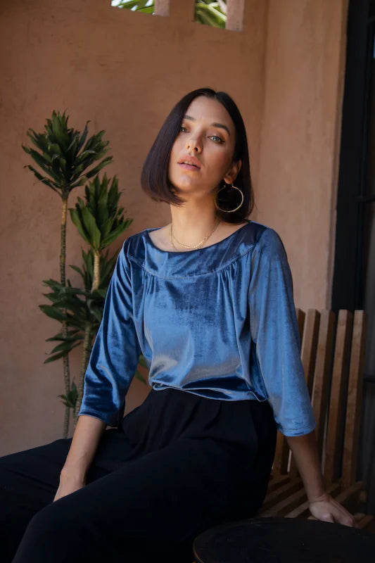 Janice Velvet Top - NY Blue