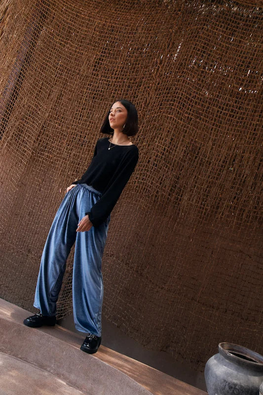 Esme Velvet Pant - NY Blue Velvet