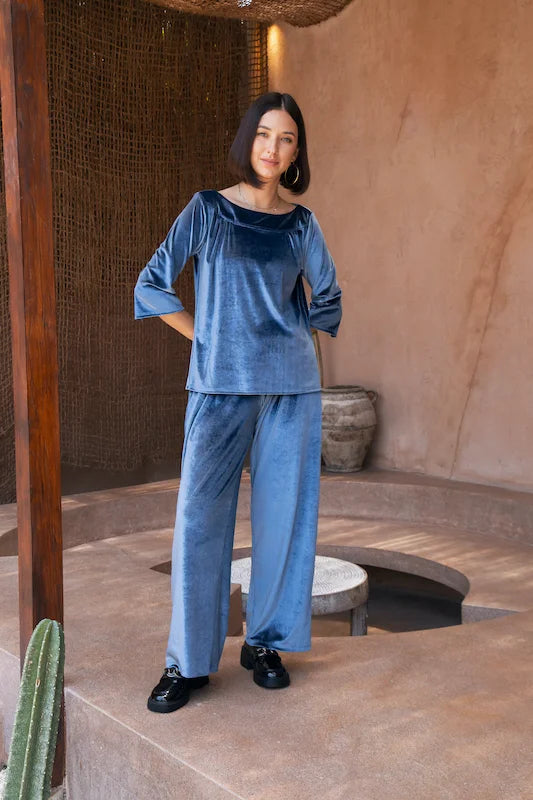 Janice Velvet Top - NY Blue