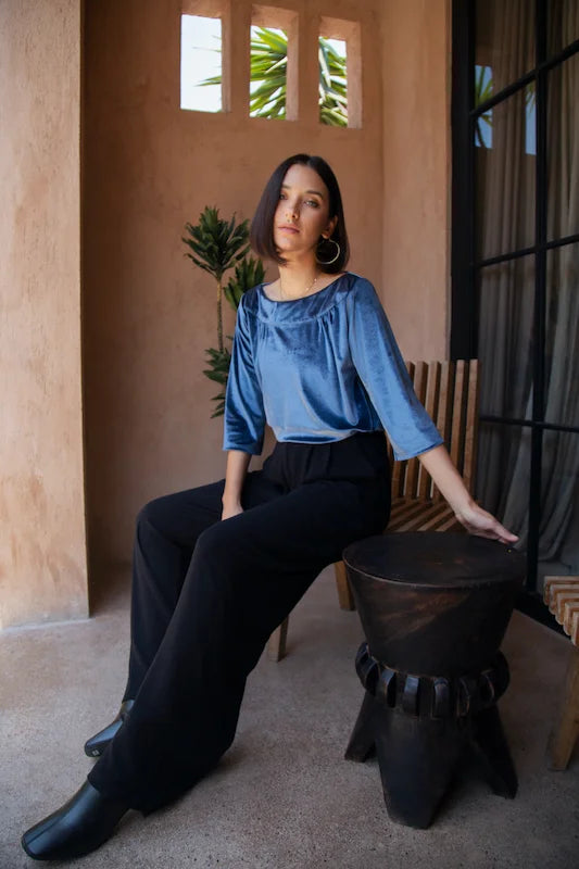 Janice Velvet Top - NY Blue
