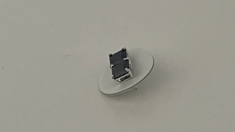 Black Crystal Studs - Sterling Silver