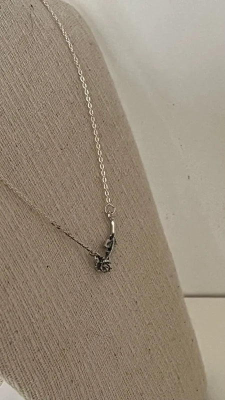Rose Stem Pendant - Blackened Silver