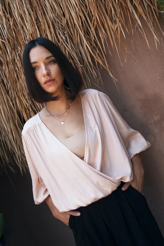 Karin Wrap Top - Champagne Sateen
